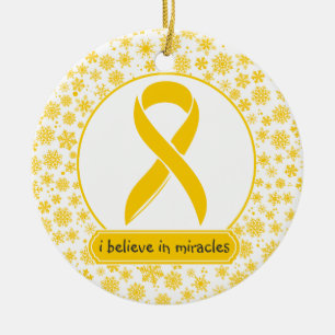 De Cerâmica Ornamento Dourado da fita do cancer da infância