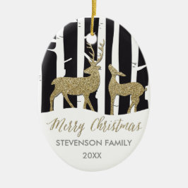 De Cerâmica Ornamento dourado da foto dos cervos do Feliz