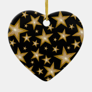 De Cerâmica Ornamento Dourado das estrelas preto
