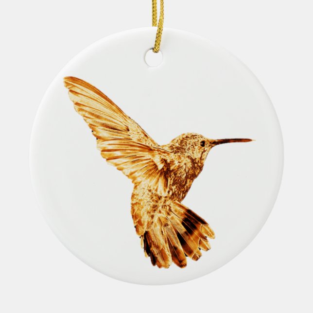 De Cerâmica Ornamento Dourado do colibri (Frente)