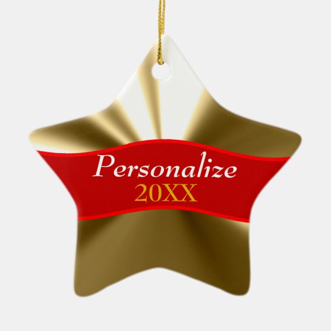 De Cerâmica Ornamento Dourado personalizado (Frente)