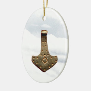 De Cerâmica Ornamento Dourado Thor Hammer do talisman