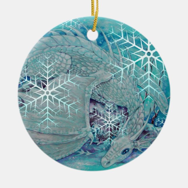 De Cerâmica Ornamento - dragão do inverno do feriado (Frente)