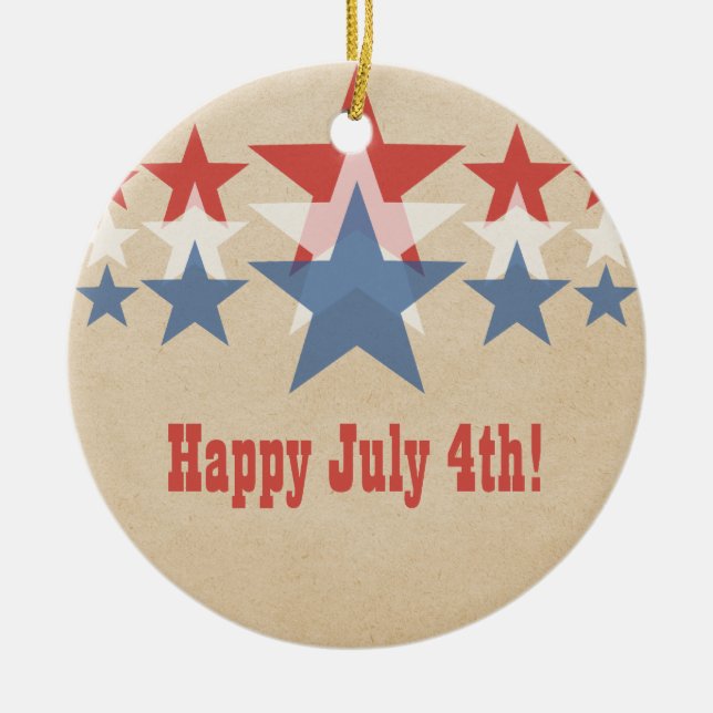 De Cerâmica Ornamento em Cascata Vermelho, Branco e Azul (Frente)