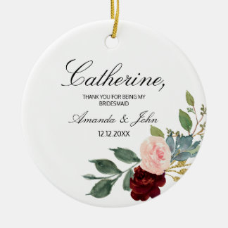 De Cerâmica Ornamento Engajado por Bridesmaid Floral da Burgun