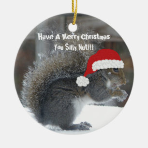 De Cerâmica Ornamento engraçado do esquilo do Natal
