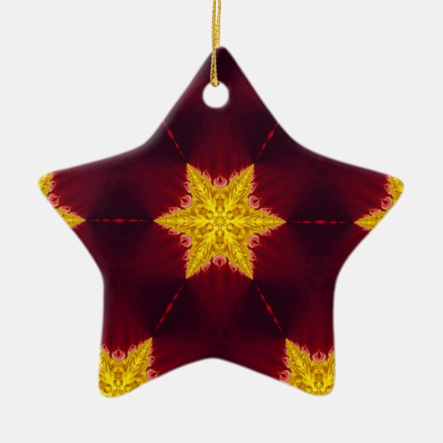 De Cerâmica Ornamento Estrela Dourada (Frente)