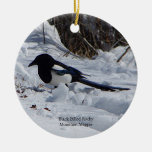 De Cerâmica Ornamento faturado preto do Magpie da montanha
