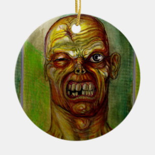 DE CERÂMICA ORNAMENTO FEIO DA CARA DO ZOMBI