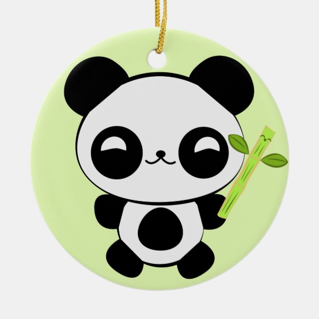 De Cerâmica Ornamento feliz da panda do bebê (Frente)