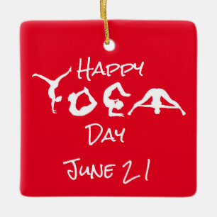 De Cerâmica Ornamento Feliz do Dia Yoga com Nome