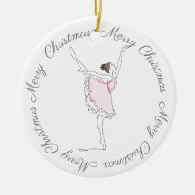 Ornamento Feliz Natal Rosa Ballerina