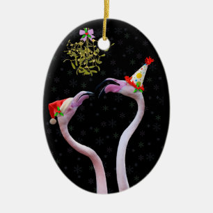 De Cerâmica Ornamento Festivo Flamingos