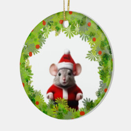 De Cerâmica Ornamento - Fio com mouse Papai noel