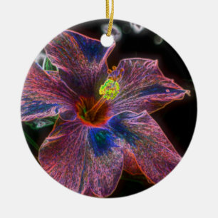 De Cerâmica Ornamento Flor Psicodélico Hibiscus