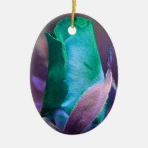 De Cerâmica Ornamento Flor Turquoise Rosebud