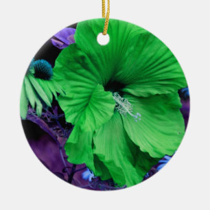 De Cerâmica Ornamento Flor Verde Hibiscus