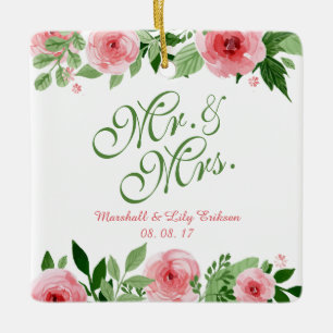 De Cerâmica Ornamento floral personalizado bonito do casamento