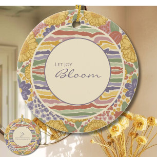 De Cerâmica Ornamento Floral Personalizado - Deixe a Alegria F