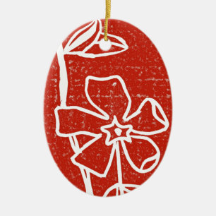 De Cerâmica Ornamento Floral "Red Vinca"