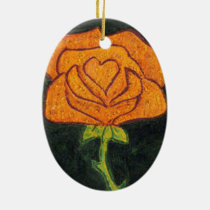 De Cerâmica Ornamento Floral "Rosa Heart #2"