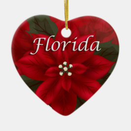 De Cerâmica Ornamento Florida Poinsettia Heart Keepsaokê
