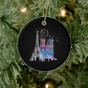 De Cerâmica Ornamento Francês Paris Eiffel Notre Dame Rainbow