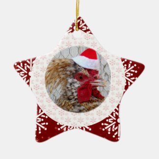 De Cerâmica Ornamento - galo do papai noel