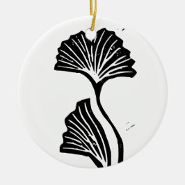 De Cerâmica Ornamento Gingko Leaf Lino Impressão