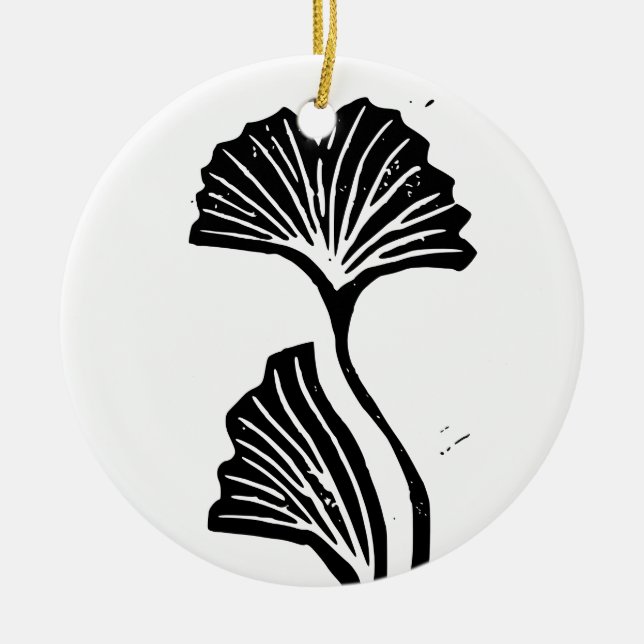 De Cerâmica Ornamento Gingko Leaf Lino Impressão (Frente)