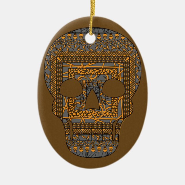 De Cerâmica Ornamento Halloween Skull (Frente)