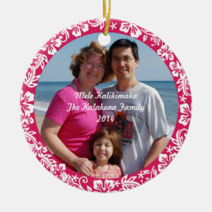 De Cerâmica Ornamento havaiano cor-de-rosa da foto do Natal do