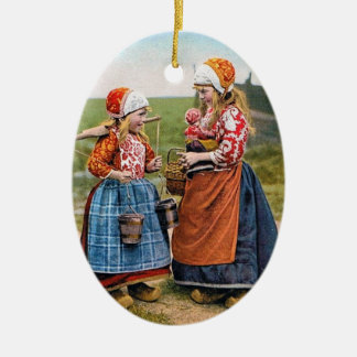 De Cerâmica ORNAMENTO holandês do FERIADO das meninas do FELIZ