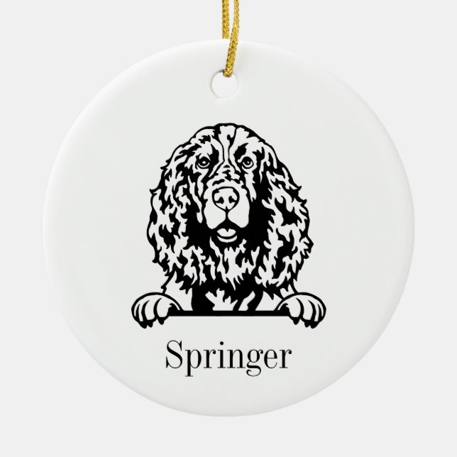 De Cerâmica Ornamento inglês para cães Springer Spaniel (Frente)