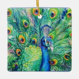 De Cerâmica Ornamento Jeweled do pavão