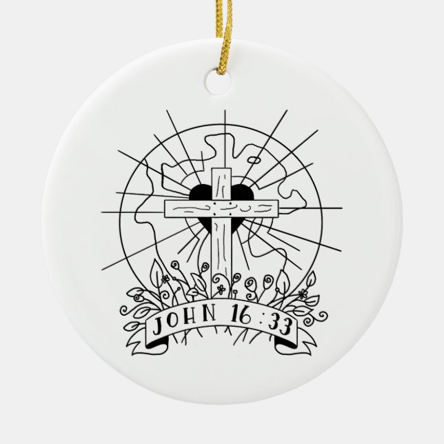 De Cerâmica Ornamento John 16:33 (Frente)