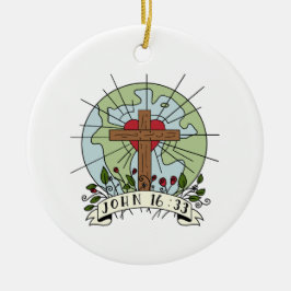 De Cerâmica Ornamento John 16:33 Natal 2024
