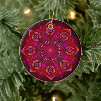 De Cerâmica Ornamento Julho Birthstone Ruby Mandala