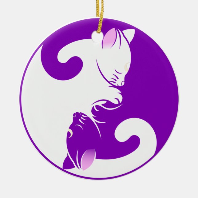 De Cerâmica ornamento kitten yin yang (Frente)