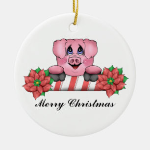 De Cerâmica Ornamento leitão do Feliz Natal