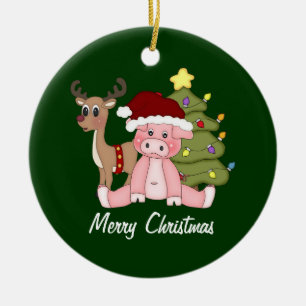 De Cerâmica Ornamento leitão do Feliz Natal