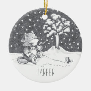 De Cerâmica Ornamento Lil Wolf Winter