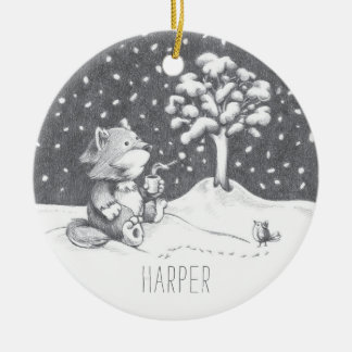 De Cerâmica Ornamento Lil Wolf Winter