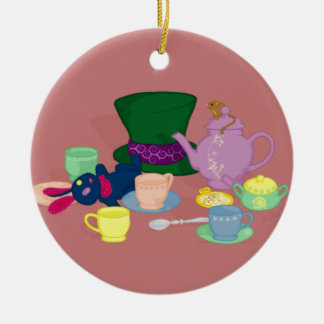 De Cerâmica Ornamento louco do tea party