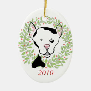 De Cerâmica Ornamento manchado preto e branco do cão