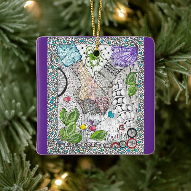 De Cerâmica Ornamento Mãos Sobre Corações (Árvore)