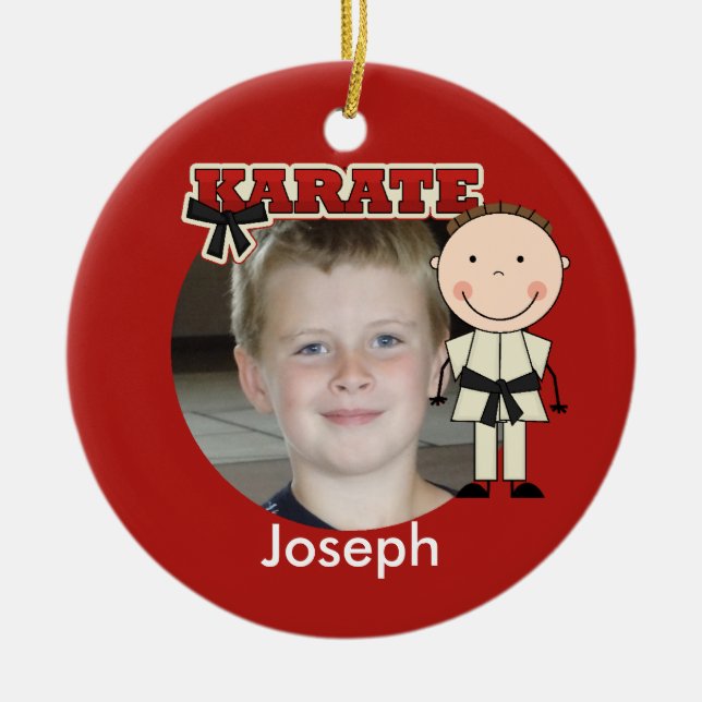 De Cerâmica Ornamento masculino da foto do karaté (Frente)