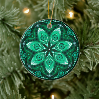 De Cerâmica Ornamento May Birthstone Emerald Mandala