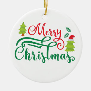 De Cerâmica Ornamento moderno da tipografia do Feliz Natal