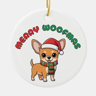 De Cerâmica Ornamento Natal Chihuahua: Feliz Woofmas